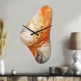Golden Orange Surge - Asymmetric Metal Wall Clock