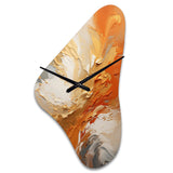 Golden Orange Surge - Asymmetric Metal Wall Clock