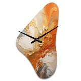 Golden Orange Surge - Asymmetric Metal Wall Clock