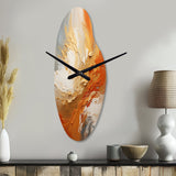 Golden Orange Surge - Asymmetric Metal Wall Clock
