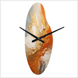 Golden Orange Surge - Asymmetric Metal Wall Clock