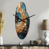 Golden Sapphire Surge I - Asymmetric Metal Wall Clock