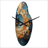 Golden Sapphire Surge I - Asymmetric Metal Wall Clock