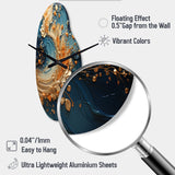 Golden Sapphire Surge I - Asymmetric Metal Wall Clock