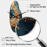 Golden Sapphire Surge I - Asymmetric Metal Wall Clock