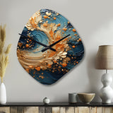 Golden Sapphire Surge I - Asymmetric Metal Wall Clock