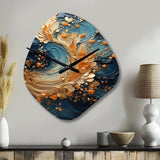 Golden Sapphire Surge I - Asymmetric Metal Wall Clock