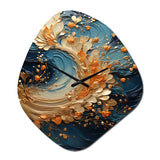 Golden Sapphire Surge I - Asymmetric Metal Wall Clock