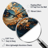 Golden Sapphire Surge I - Asymmetric Metal Wall Clock