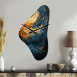 Golden Sapphire Surge III - Asymmetric Metal Wall Clock