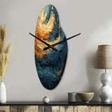 Golden Sapphire Surge III - Asymmetric Metal Wall Clock