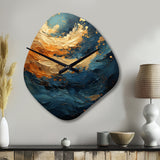 Golden Sapphire Surge III - Asymmetric Metal Wall Clock