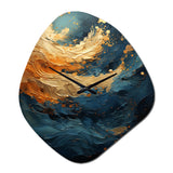 Golden Sapphire Surge III - Asymmetric Metal Wall Clock