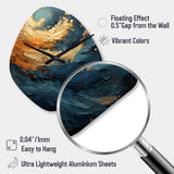 Golden Sapphire Surge III - Asymmetric Metal Wall Clock