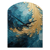 Gold Teal Ocean Spiral I - Asymmetric Metal Wall Clock