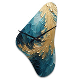 Gold Teal Ocean Spiral I - Asymmetric Metal Wall Clock