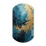 Gold Teal Ocean Spiral I - Asymmetric Metal Wall Clock
