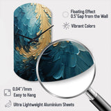 Gold Teal Ocean Spiral I - Asymmetric Metal Wall Clock
