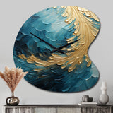 Gold Teal Ocean Spiral I - Asymmetric Metal Wall Clock