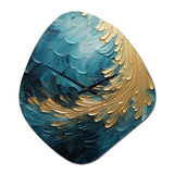 Gold Teal Ocean Spiral I - Asymmetric Metal Wall Clock