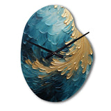 Gold Teal Ocean Spiral I - Asymmetric Metal Wall Clock