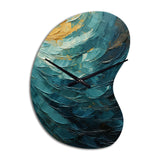 Teal Majestic Motion - Asymmetric Metal Wall Clock