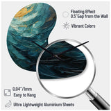 Teal Majestic Motion - Asymmetric Metal Wall Clock