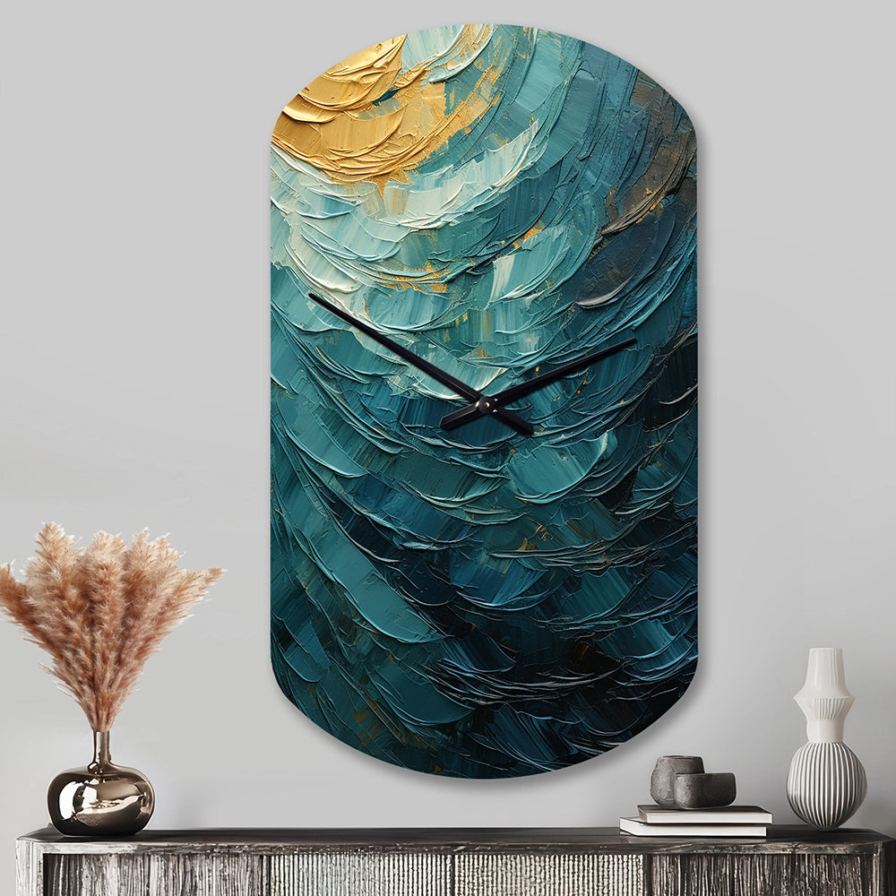 Teal Majestic Motion - Asymmetric Metal Wall Clock