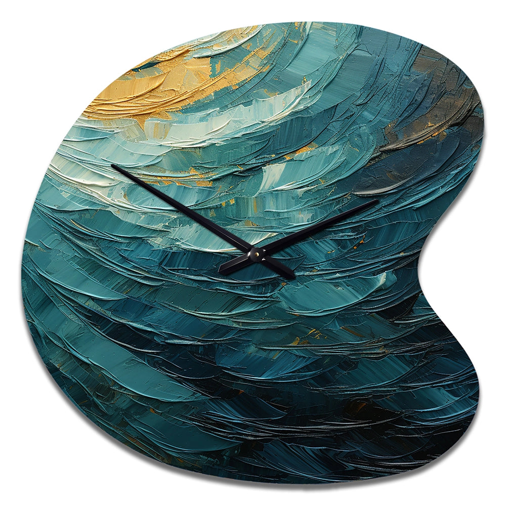 Teal Majestic Motion - Asymmetric Metal Wall Clock