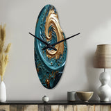 Teal Majestic Motion I - Asymmetric Metal Wall Clock