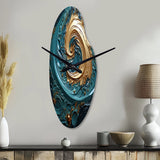 Teal Majestic Motion I - Asymmetric Metal Wall Clock