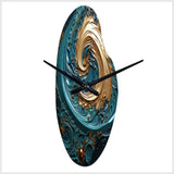 Teal Majestic Motion I - Asymmetric Metal Wall Clock