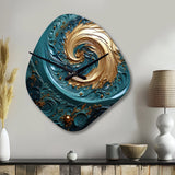Teal Majestic Motion I - Asymmetric Metal Wall Clock