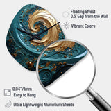 Teal Majestic Motion I - Asymmetric Metal Wall Clock