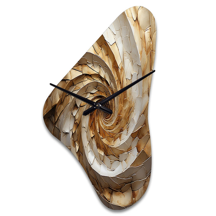 Beige Minimalism Spiral Poteries I - Asymmetric Metal Wall Clock