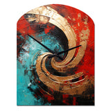 Red Blue Majestic Motion Spiral III - Asymmetric Metal Wall Clock