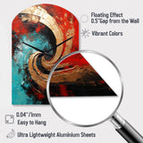 Red Blue Majestic Motion Spiral III - Asymmetric Metal Wall Clock