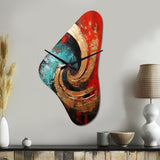 Red Blue Majestic Motion Spiral III - Asymmetric Metal Wall Clock