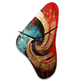 Red Blue Majestic Motion Spiral III - Asymmetric Metal Wall Clock