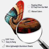 Red Blue Majestic Motion Spiral III - Asymmetric Metal Wall Clock