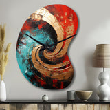 Red Blue Majestic Motion Spiral III - Asymmetric Metal Wall Clock