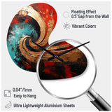 Red Blue Majestic Motion Spiral III - Asymmetric Metal Wall Clock