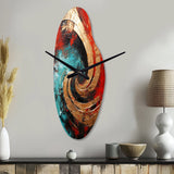 Red Blue Majestic Motion Spiral III - Asymmetric Metal Wall Clock