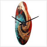 Red Blue Majestic Motion Spiral III - Asymmetric Metal Wall Clock
