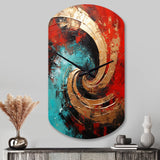 Red Blue Majestic Motion Spiral III - Asymmetric Metal Wall Clock