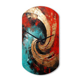Red Blue Majestic Motion Spiral III - Asymmetric Metal Wall Clock