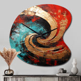 Red Blue Majestic Motion Spiral III - Asymmetric Metal Wall Clock