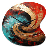 Red Blue Majestic Motion Spiral III - Asymmetric Metal Wall Clock