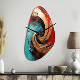Red Blue Majestic Motion Spiral III - Asymmetric Metal Wall Clock