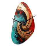 Red Blue Majestic Motion Spiral III - Asymmetric Metal Wall Clock